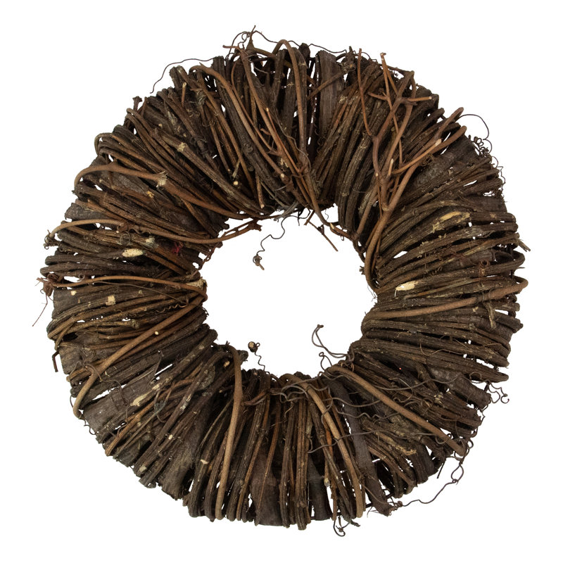 12" Brown Rustic Twig and Tree Bark Artificial Spring Wreath