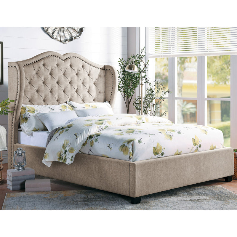 Beatson Tufted Upholstered Low Profile Platform Bed, Queen