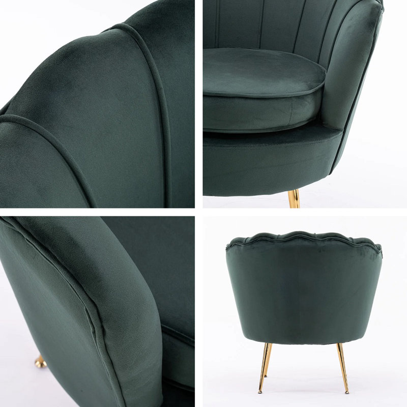 Fauteuil demi-tonneau en velours 32,7 pouces de largeur