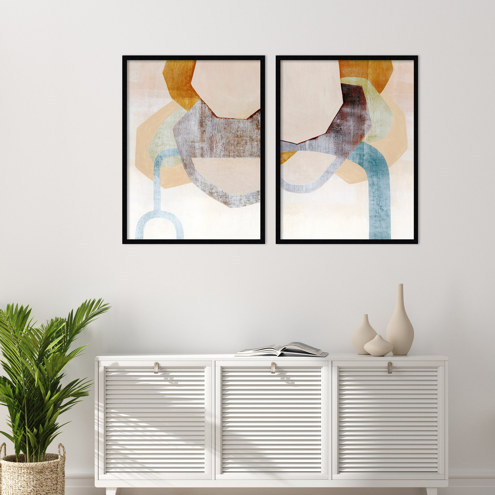 Desert Rockfalls 2-Piece Print Set, Black, 33" H x 53" W