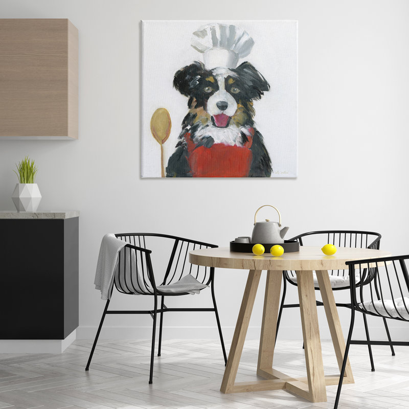 Art mural sur toile Chef Dog, design par Sally Swatland, H 36 po x l 36 po