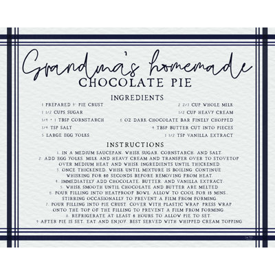 " Grandma's Chocolate Pie " by Lux + Me Designs