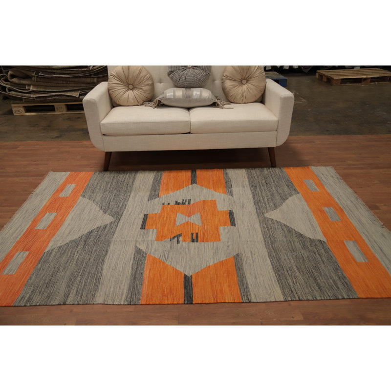Tapis tissé à la main en laine Kilim 5 x 8
