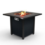 Square Iron Propane Smokeless Fire Pit Table with Lid
