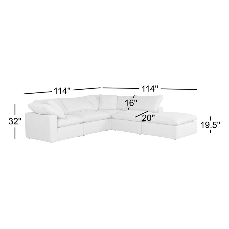Canapé modulaire en tissu performance 5 pièces Armand, Performance gris clair