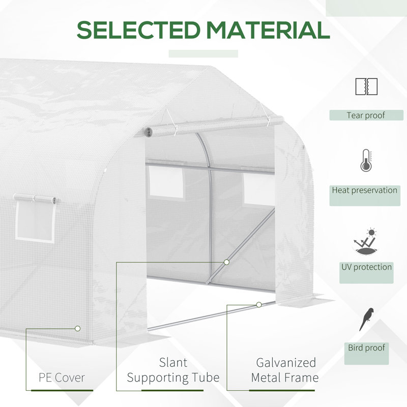 Outsunny 11.5' X 10' X 6.5' Outdoor Walk-In Greenhouse, 7' H x 11.5' W x 10' D, White