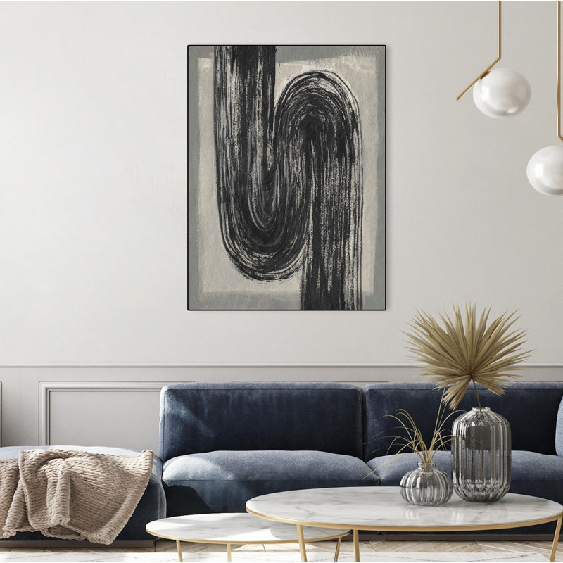 Gray Linear Path Ii '', toile encadrée par Giant Art, H 32 po x l 24 po