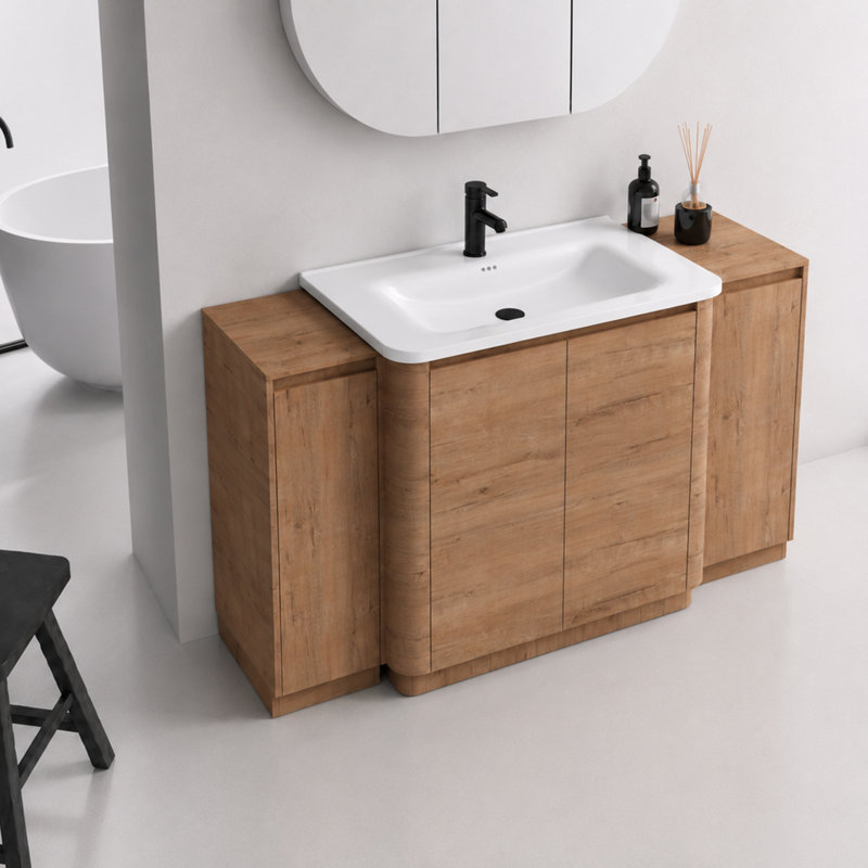 Meuble-lavabo autoportant Pebble, Brun, 60"