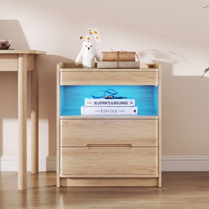 51 cm W Bedside Table, Oak
