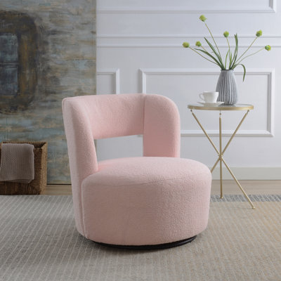 Fauteuil d'appoint pivotant en tonneau avec tissu doux en peluche, fauteuil d'appoint rond et confortable