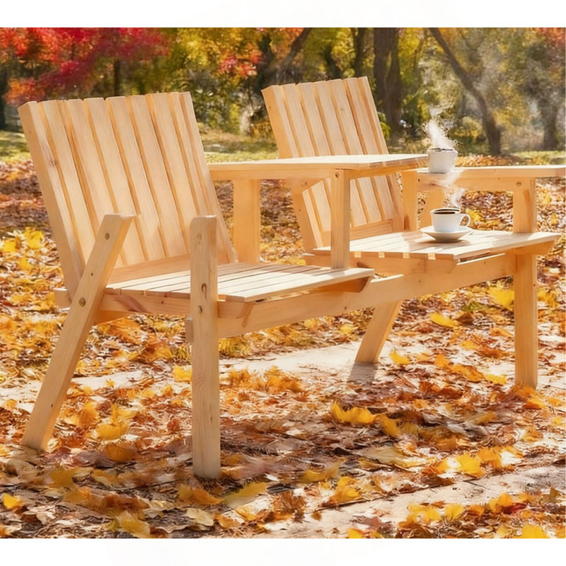 Banc avec ensemble de table Banc de patio, banc de jardin avec table du milieu et trou pour parasol