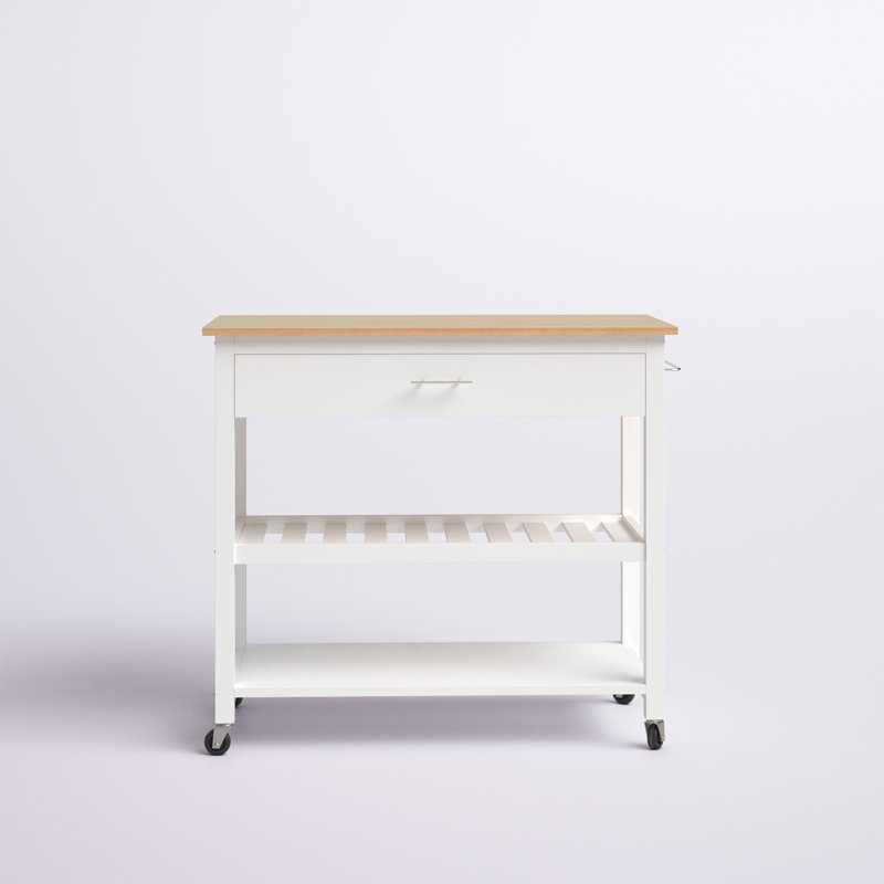 Aresha Wood Kitchen Island, White