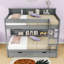 Lit superposé en bois avec lit gigogne simple et tablettes de rangement intégrées, échelle-973404076-973404078