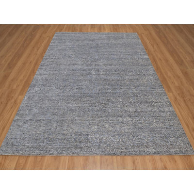 8'0" x 10'0" New Hand Knotted Grey Wool Rectangle Oriental Rug - MOA10291806