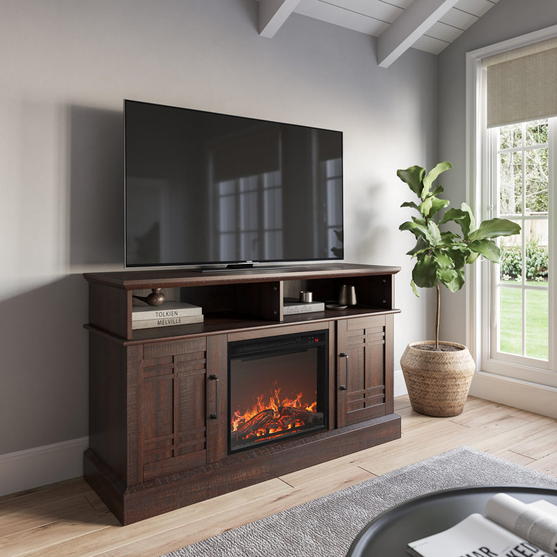 Meuble télé avec foyer pour téléviseur de 55 po ou moins Day Media, Espresso, 48"