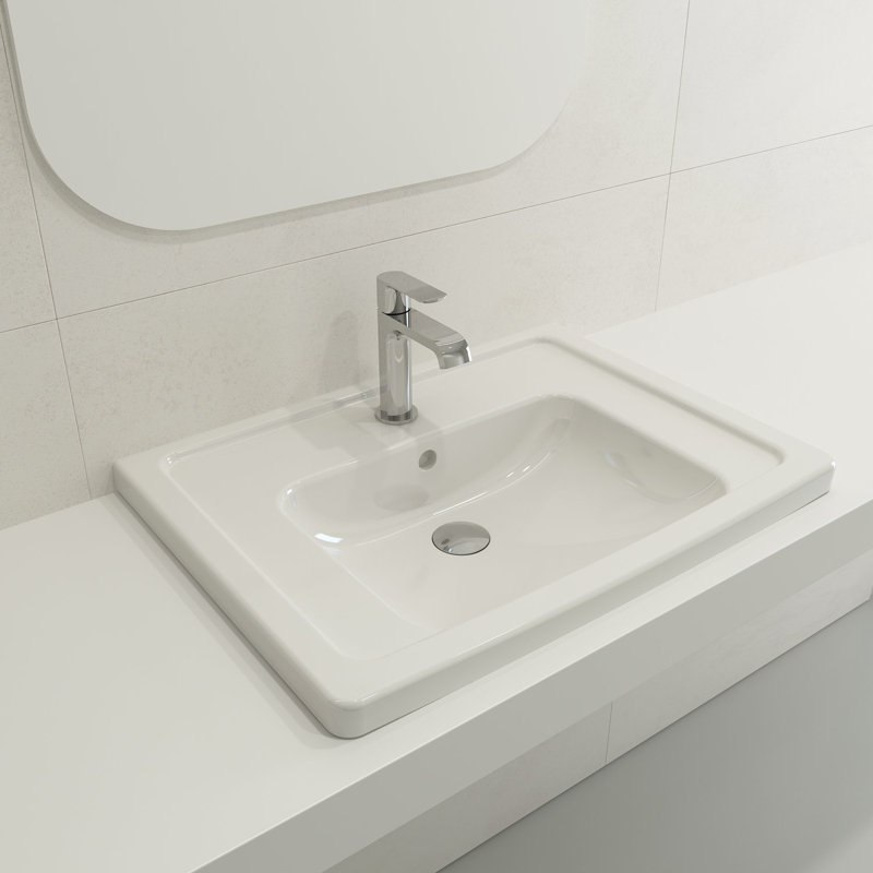 Taormina 26'' L Bathroom Sink, White, Single-Hole