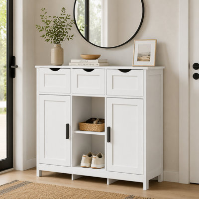 Armoire de plancher en bois durable avec plusieurs tiroirs et tablettes pour un rangement domestique efficace