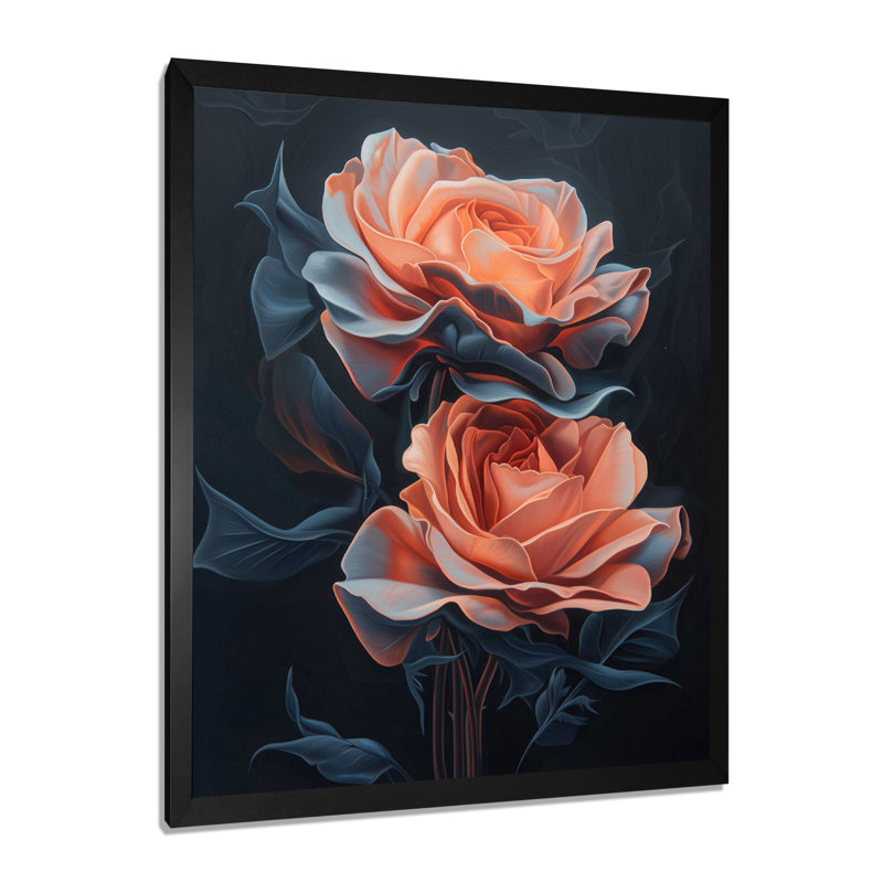Ora - salon d'art mural floral, H 32 po x l 16 po, Reproduction encadrée d'une seule photo, Noir, noir, noir, noir