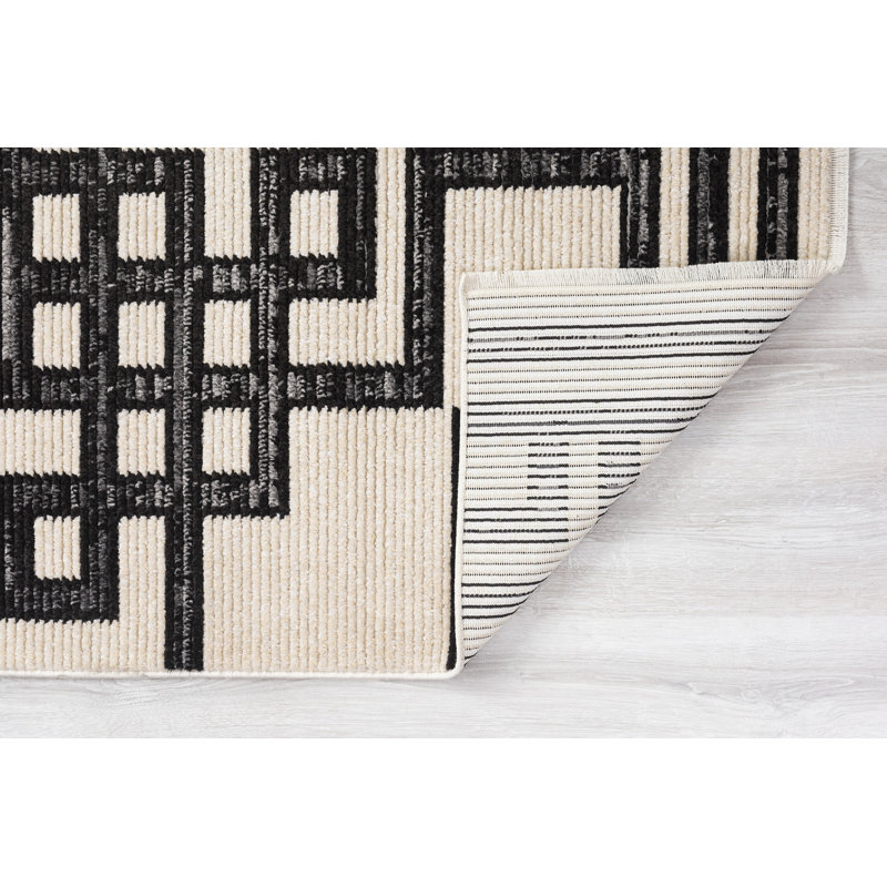 Tapis rectangulaire contemporain à motif géométrique texturé haut / bas 9 pi 2 po x 12 pi 4 po