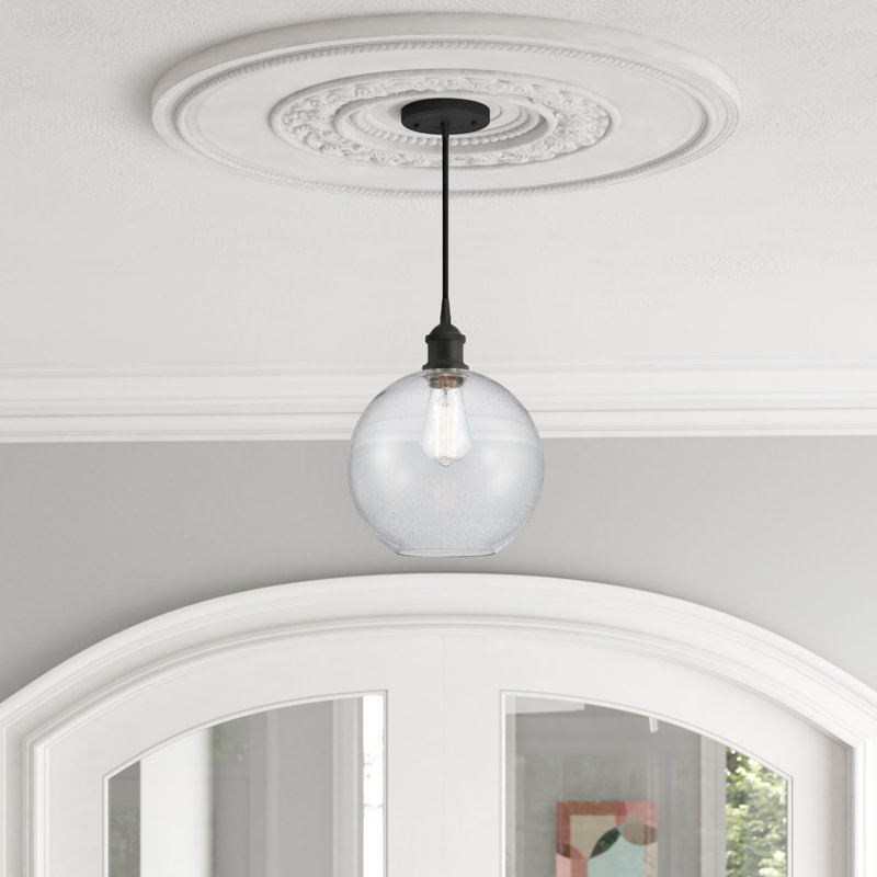 Luminaire suspendu sphère 1 lumière Baptista, Grainé, Noir mat, Ampoule DEL 6 watts Vinage
