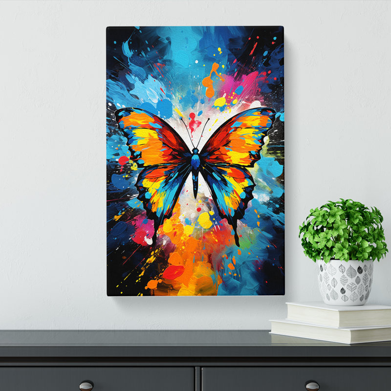 Butterfly Pop No.2 - Wrapped Canvas Print, 76cm H x 50cm W x 3cm D