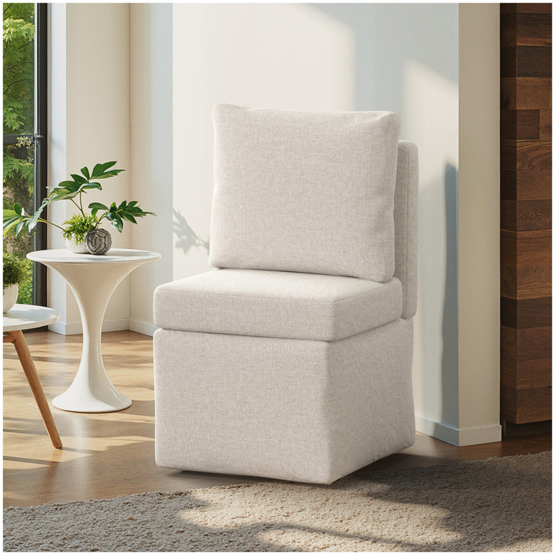 Méridienne sans accoudoirs, fauteuil d'appoint rembourré en velours côtelé doux avec coussin éponge haute densité, siège de canapé simple confortable pour la chambre à coucher du salon, aucun assemblage requis