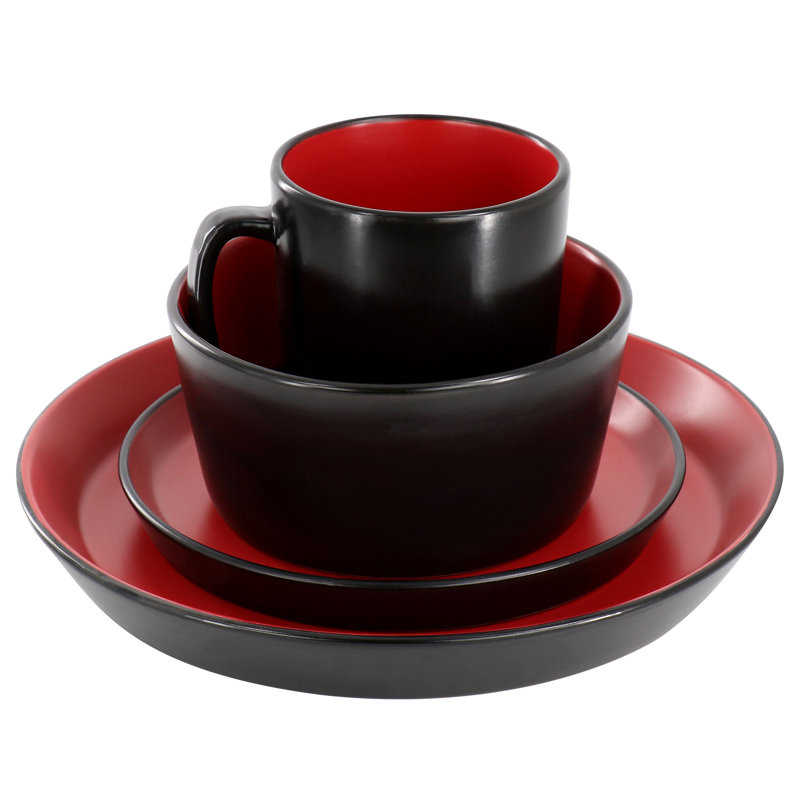 Service de table en grès Ebot Designs Wotring - Service pour 4, Rouge