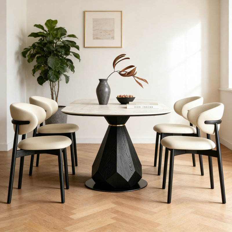 Stylish Slab Rock Oval Dining Table