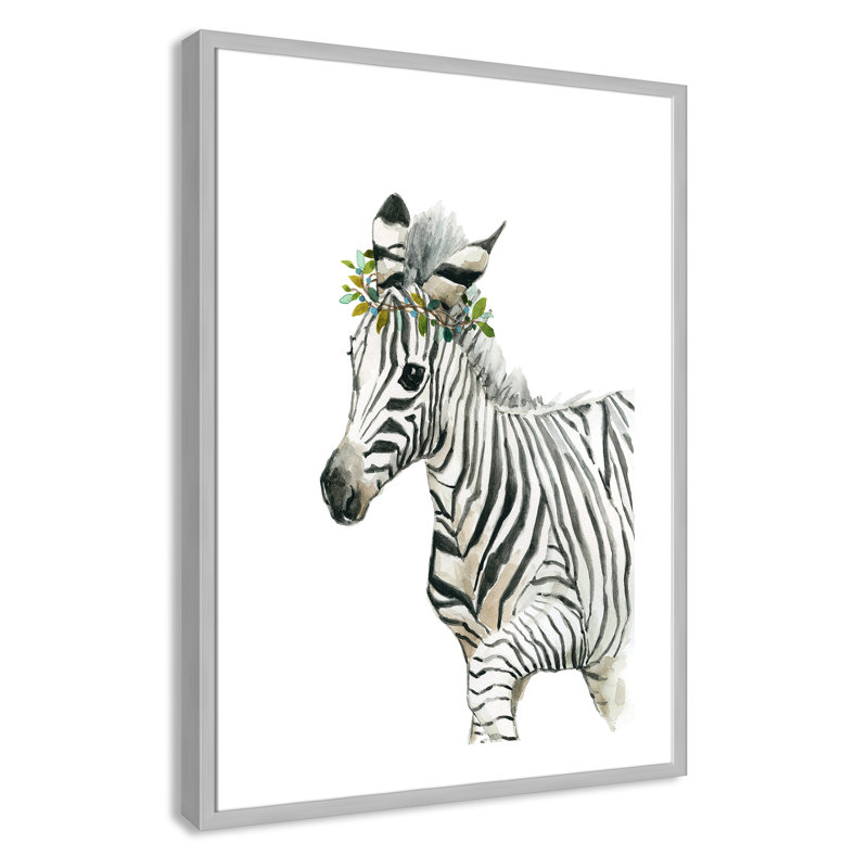 «Savannah Zebra», art encadré, H 35,5 po x l 25,5 po x P 1,18 po, Cadre argenté