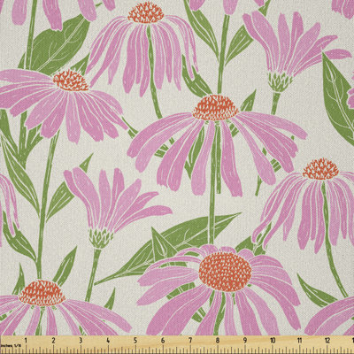 Daysha Echinacea Flowers Stems and Leaves Multi-Purpose Fabric