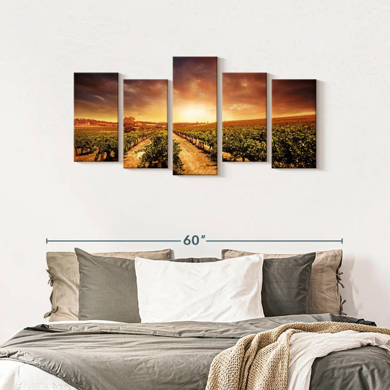 Vineyard Wall Art, reproduction d'art sur toile, H 24 po x l 49 po x P 1,25 po