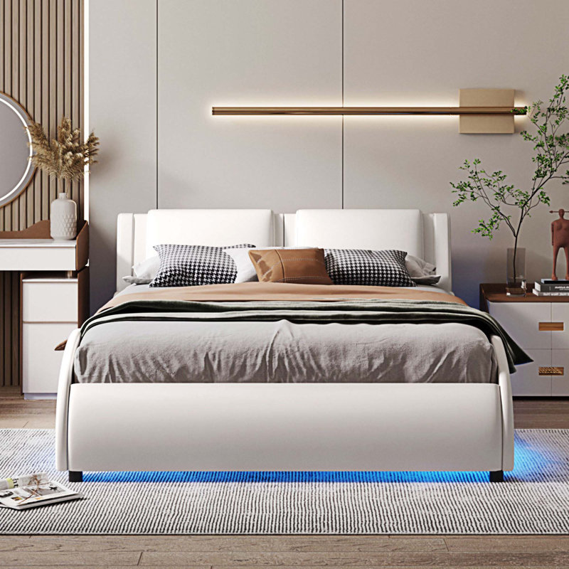 Grand lit plateforme Donjuan, Double, Blanc