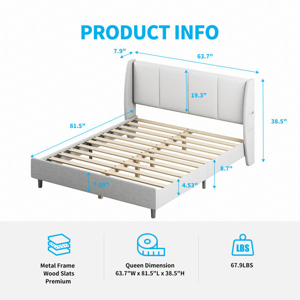 Latitude Run® Teddy Fleece Queen Size Upholstered Platform Bed