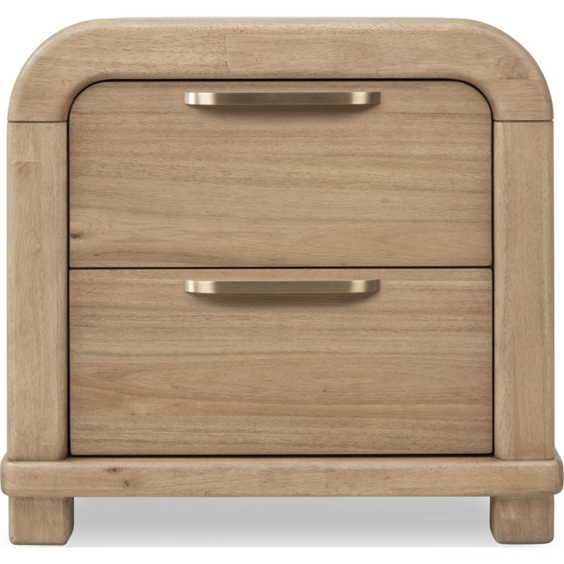 Hofstetter Two Drawer Acacia Wood Nightstand In Lioness
