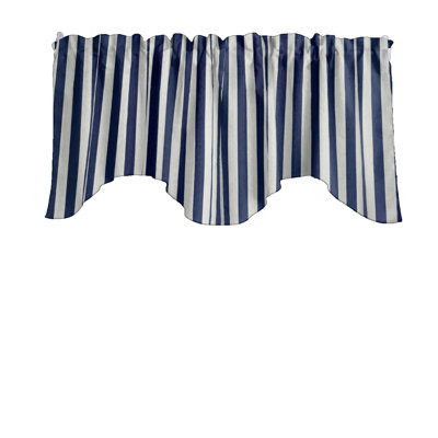 Cotton Blend Striped Scalloped Window Valance