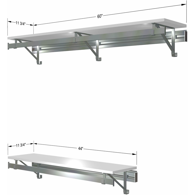 Système de garde-robe à double tablette avec suspension longue (bas 16 po plus court que haut), Blanc