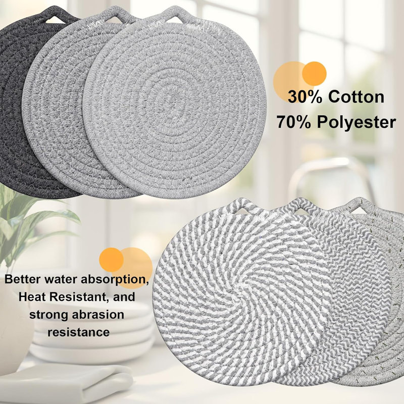 Sous-plats 7 po pour plats chauds, 6 sous-plats pour comptoir de cuisine et table de salle à manger