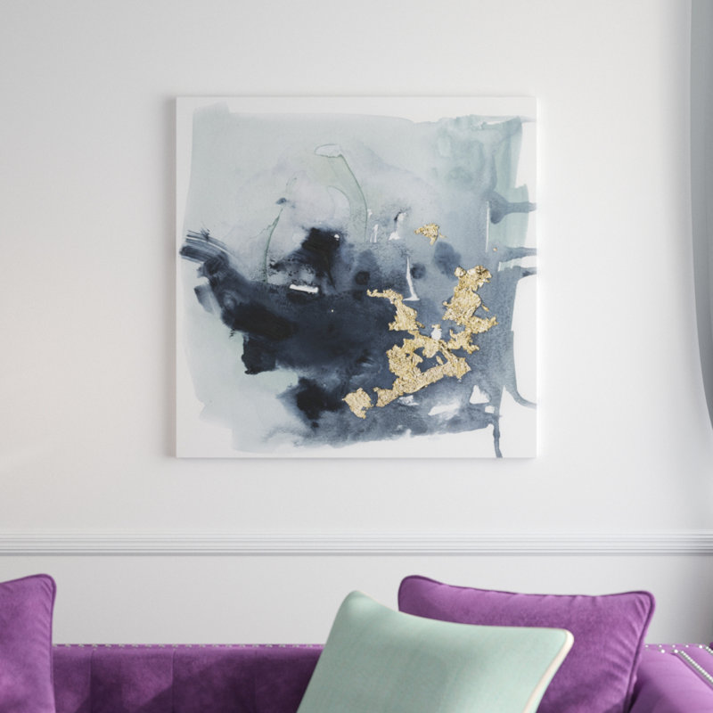 Cerulean & Gold I by Victoria Borges - Print, 76cm H x 76cm W, Wrapped Canvas
