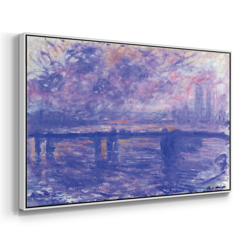 Charing Cross Bridge, 1899, reproduction d'art sur toile, H 27 po x l 41 po x P 2 po, Blanc