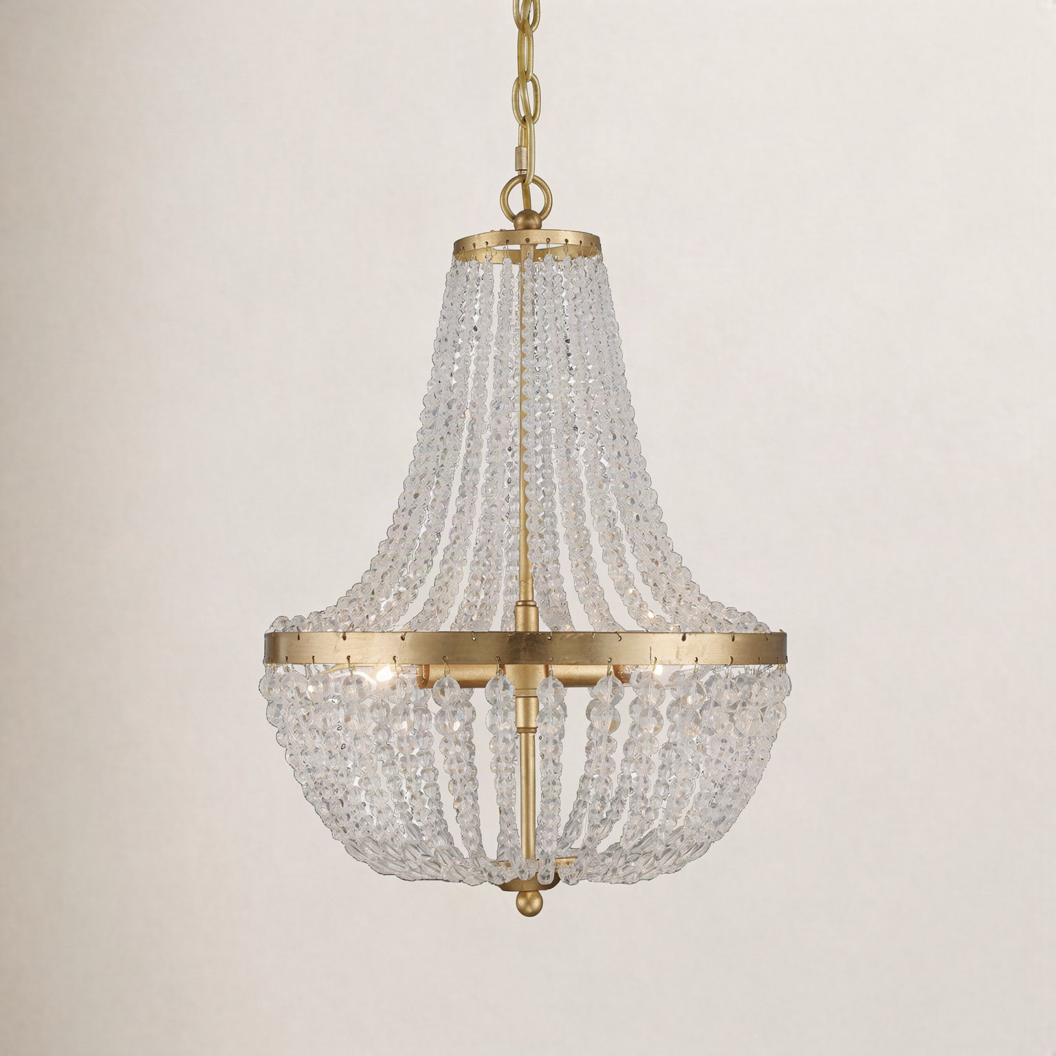 Conway Wrought Iron 3-Light Chandelier, Antique Gold