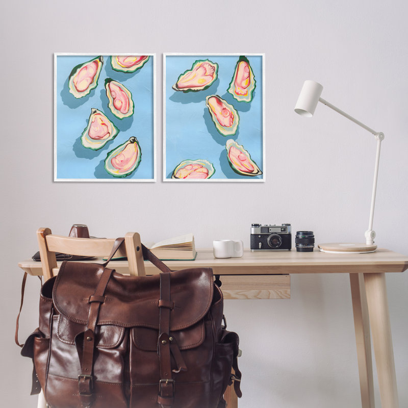 Fresh Oyster Appetizer, ensemble de 2 giclées encadrées par Grace Popp, Giclée encadrée blanc bord de mer, H 20 po x l 16 po
