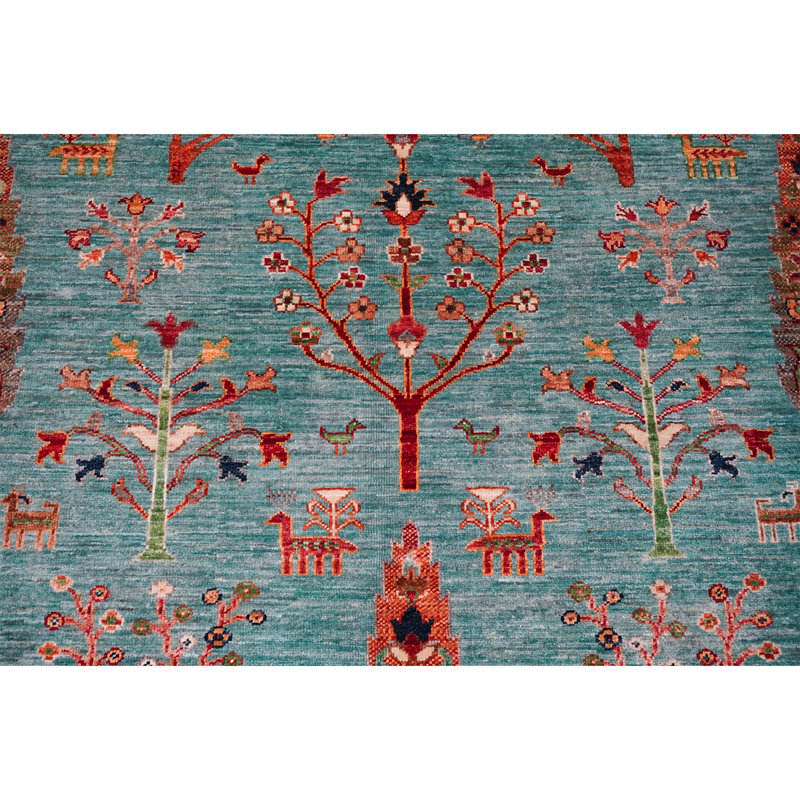 Tapis bleu noué à la main de haute qualité