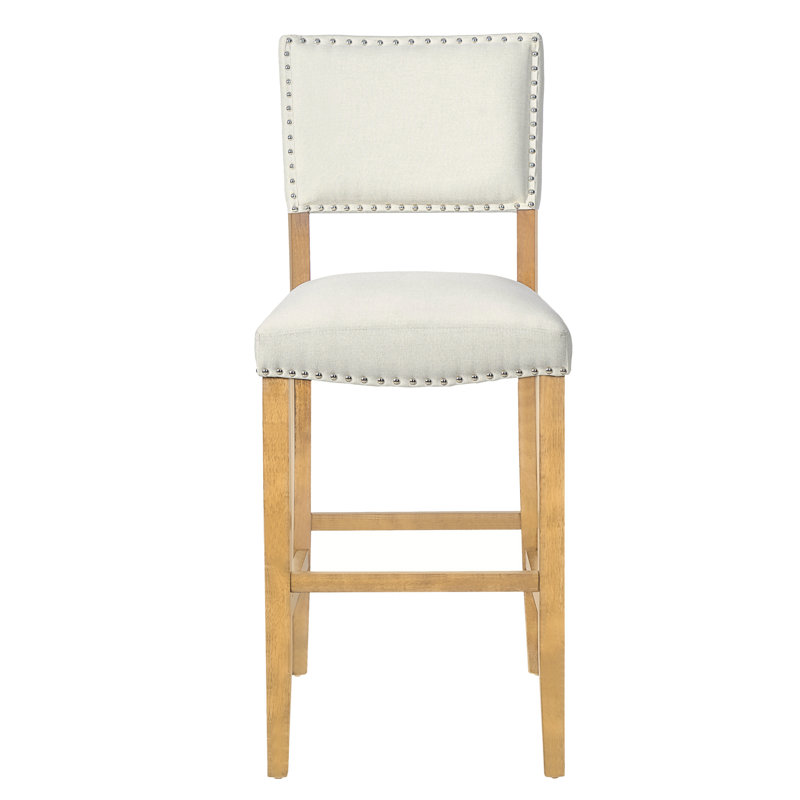 Tewksbury 30.5" Bar Stool, White Polyester, Natural