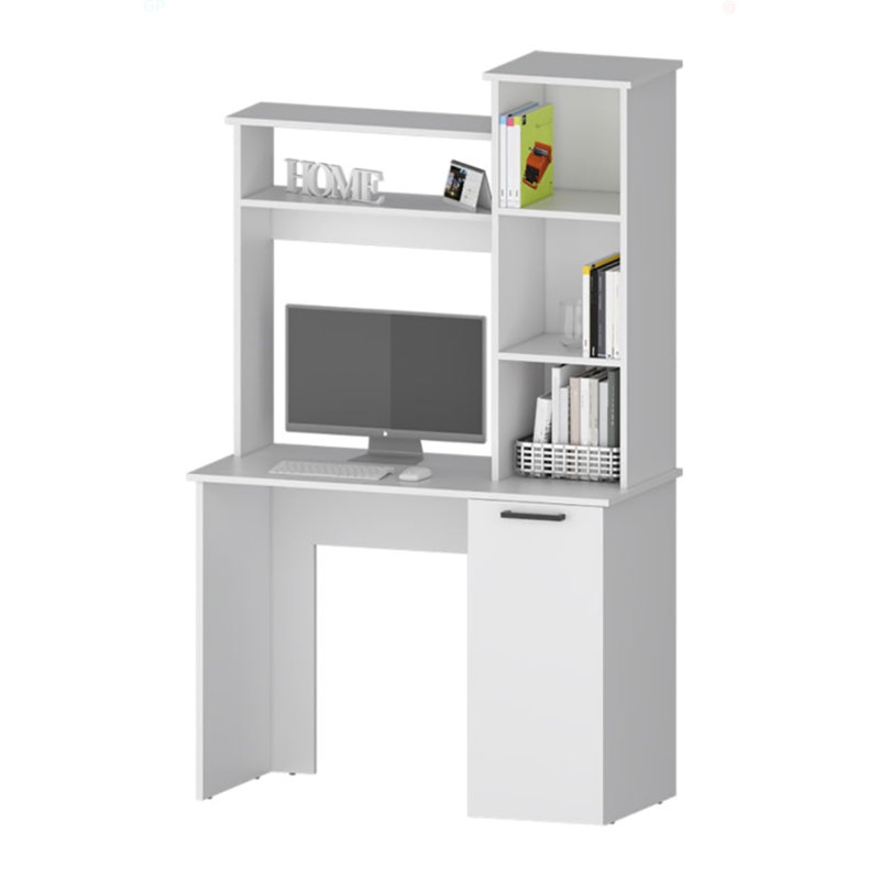 Bureau d'ordinateur à 3 tablettes de rangement, Blanc