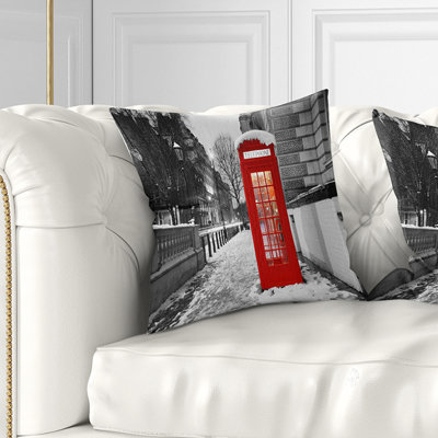 Red London Telephone Booth - Cityscape Printed Pillow