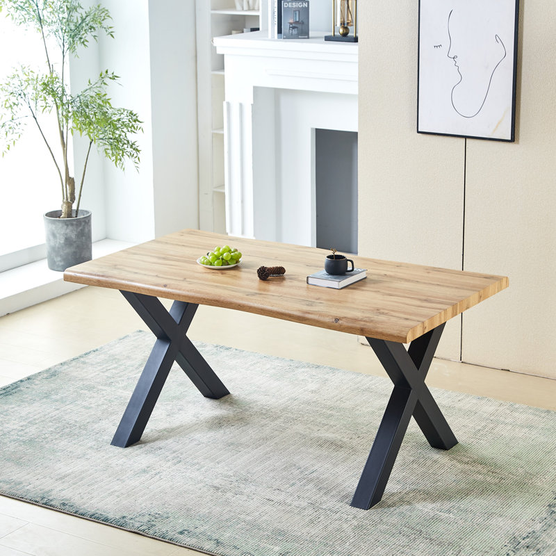 Pine Metal Base Dining Table