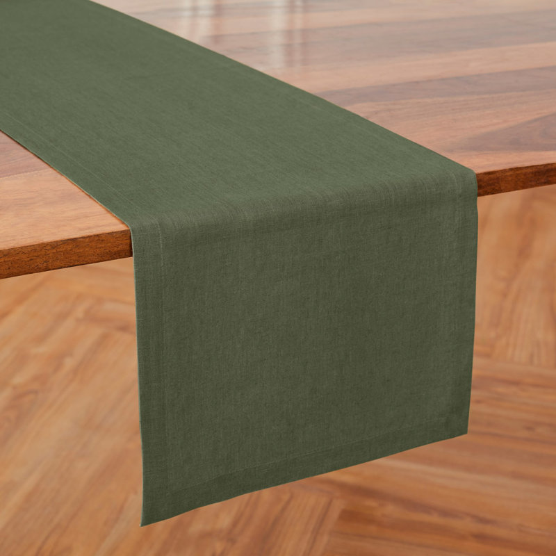 Diana - 100% Pure Linen Table Runner, 108" x 14", Desert Green