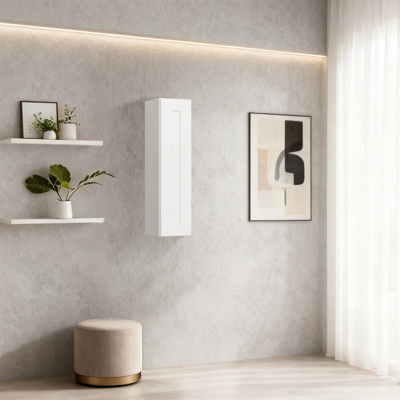 Armoire murale 9 po en bois massif blanc avec 2 tablettes réglables prêtes à assembler pour la cuisine, la salle de bain, la buanderie et le garage (l 9 po x P 12 po x H 36 po)