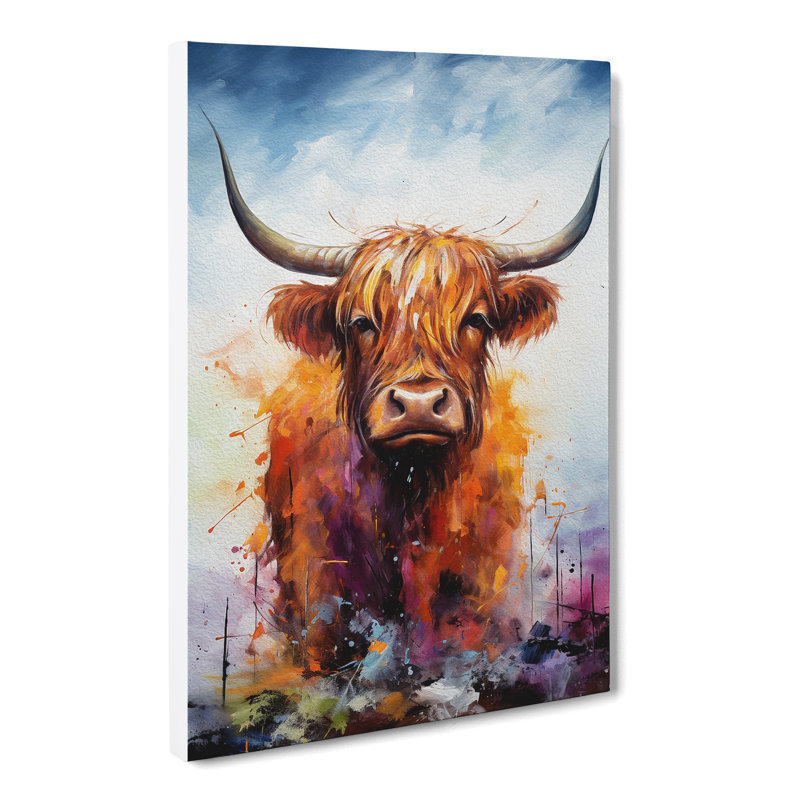 Highland Cow Action - Wrapped Canvas, 50cm H x 35cm W x 3cm D