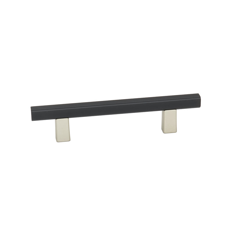 Quadrato 3" Center to Center Bar / Handle Pull, Matte Nickel/Matte Black